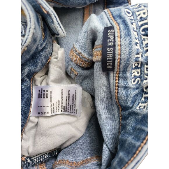 American Eagle Jeans 4 Womens Super Stretch Jegging Light Wash Mid Rise Distress - Picture 5 of 5